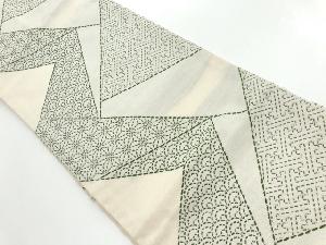 リサイクル　麻の葉・青海波・紗綾形模様織出し名古屋帯